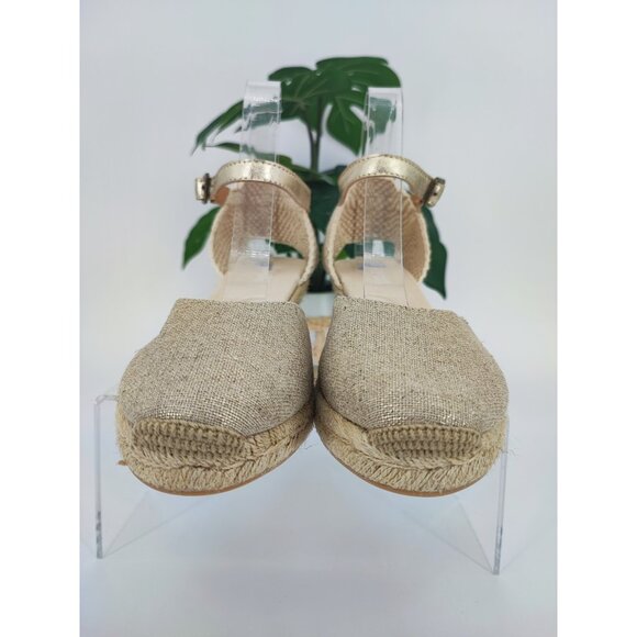 Soludos Women's Beige Open Toe Mid Wedge Espadrille Shoe Size 7.5 US - Picture 3 of 9